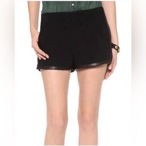 Rag & Bone Black Leather Trim Trouser Shorts